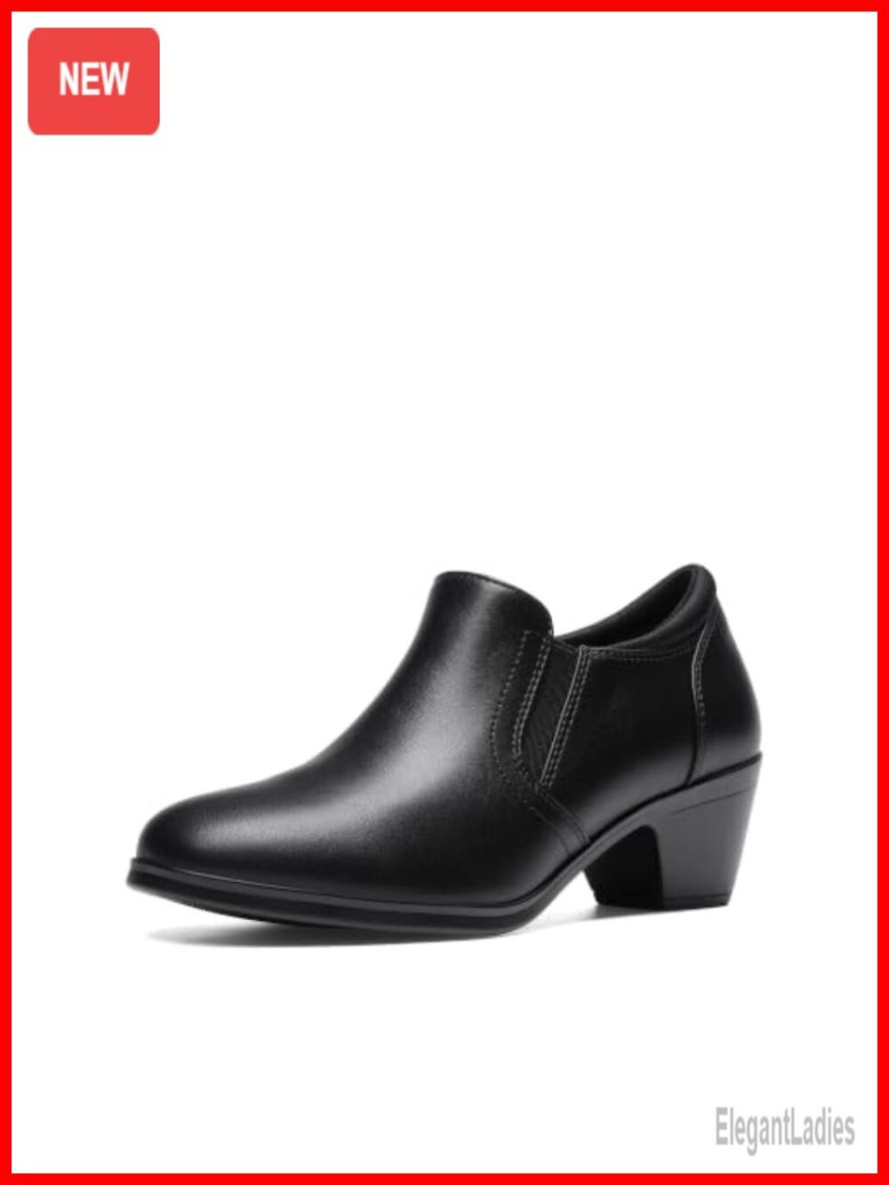 Women's Zip-Up Work Pumps Loafers Block Heel Comfort